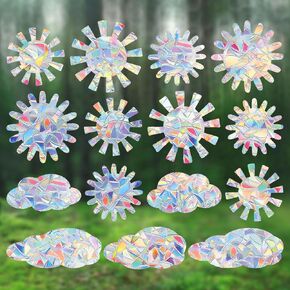 ORIGACH 20 Pcs Cat and Butterfly Rainbow Window Clings Glass Decals Non-Adhesive Prism Vinyl Suncatcher Stickers for Bird Strike Prevention in Kuwait