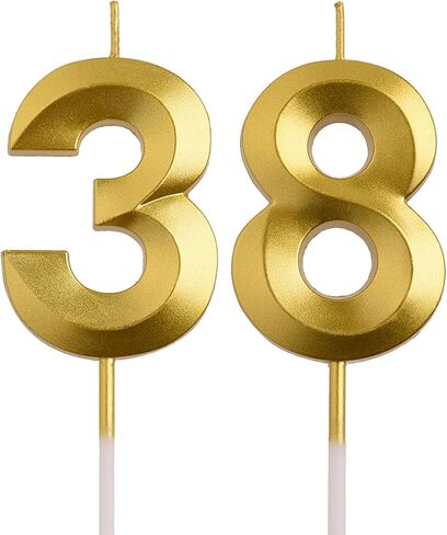 AOOLADA 38th 83rd Birthday Candles, Gold 83 38 Year Old Cake Topper Number Birthday Candles, Birthday Party Decorations Gifts for Women Men in Saudi Arabia