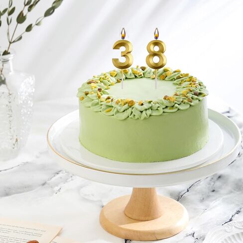 AOOLADA 38th 83rd Birthday Candles, Gold 83 38 Year Old Cake Topper Number Birthday Candles, Birthday Party Decorations Gifts for Women Men in Saudi Arabia