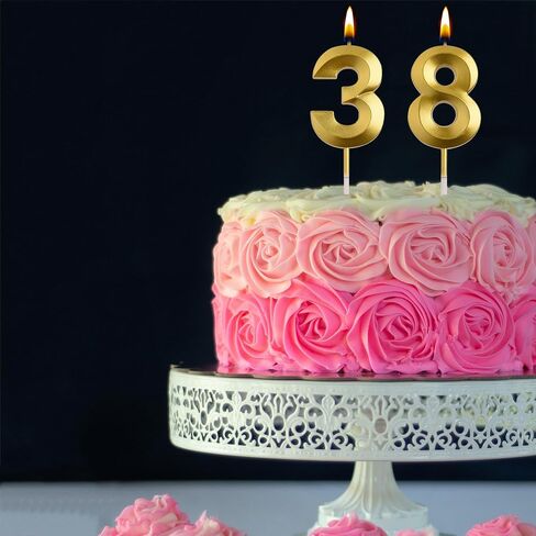 AOOLADA 38th 83rd Birthday Candles, Gold 83 38 Year Old Cake Topper Number Birthday Candles, Birthday Party Decorations Gifts for Women Men in Saudi Arabia