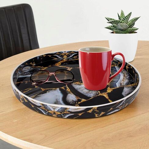 HANDICRAFTS HOME Round Trays for Coffee Table – 12 Inch Cosmos Collection Decorative Tray, Cosmos Constellation in Kuwait