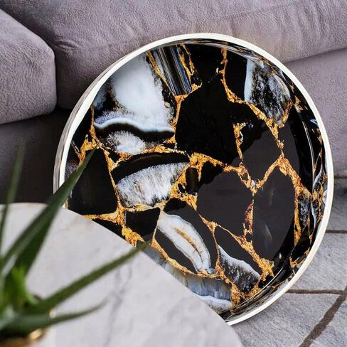 HANDICRAFTS HOME Round Trays for Coffee Table – 12 Inch Cosmos Collection Decorative Tray, Cosmos Constellation in Kuwait