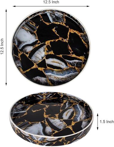 HANDICRAFTS HOME Round Trays for Coffee Table – 12 Inch Cosmos Collection Decorative Tray, Cosmos Constellation in Kuwait