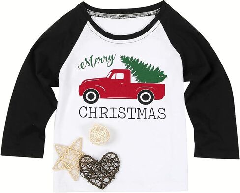 الوليد بيبي بوي فتاة عيد ميلاد سعيد التي شيرت عيد الميلاد سيارة شجرة عيد الميلاد لطيف كم طويل راجلان عيد الميلاد قميص أعلى in Kuwait