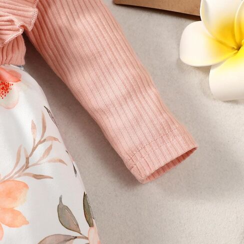 ملابس خريفية للفتيات حديثي الولادة من Ptomurs بذلة رومبير بأكمام طويلة مكشكشة + مجموعة عصابة رأس in Kuwait