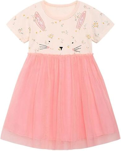 Little Girls Cotton Dresses Flutter Short Sleeve Summer Dress for 2-7 Years Old in Saudi Arabia