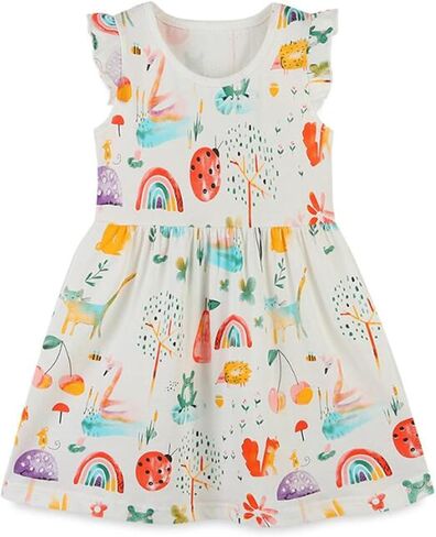 Little Girls Cotton Dresses Flutter Short Sleeve Summer Dress for 2-7 Years Old in Kuwait