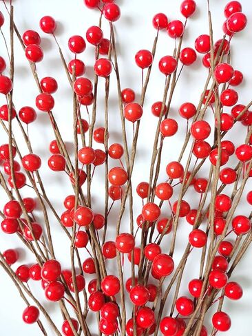Suandsu 30 Pcs Artificial Berry Stems Holly Christmas Berries for Christmas Tree Decor DIY Xmas Wreath Craft 12.4'' Long in Kuwait