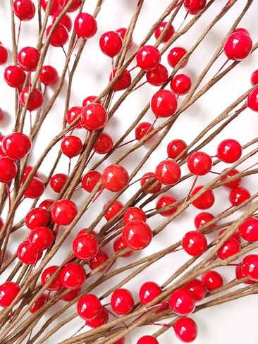 Suandsu 30 Pcs Artificial Berry Stems Holly Christmas Berries for Christmas Tree Decor DIY Xmas Wreath Craft 12.4'' Long in Kuwait
