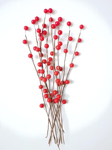 Suandsu 30 Pcs Artificial Berry Stems Holly Christmas Berries for Christmas Tree Decor DIY Xmas Wreath Craft 12.4'' Long in Kuwait