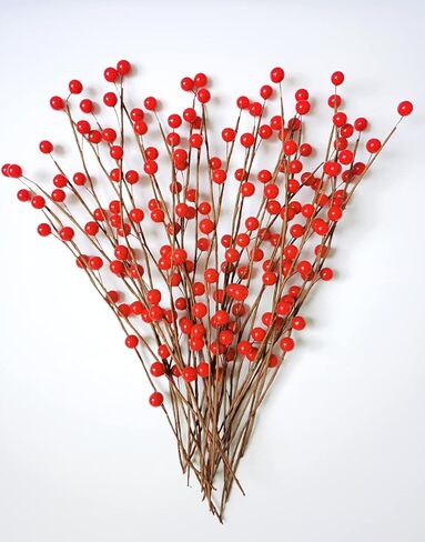 Suandsu 30 Pcs Artificial Berry Stems Holly Christmas Berries for Christmas Tree Decor DIY Xmas Wreath Craft 12.4'' Long in Kuwait