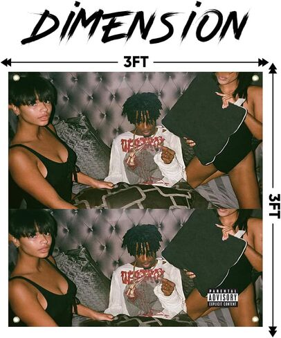 Playboi Singer Carti أفضل موسيقى شراء مجموعة الألبوم الفن نسيج طباعة جدار الفن اللوحة البوليستر 3x3 قدم المفروشات الأعمال الفنية هدية فكرة غرفة الجمالية in Kuwait