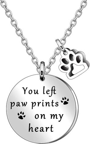 JQFEN هدية تذكارية مكتوب عليها You Left Paw Prints On My Heart Necklace for Pet Lover Remembrance Jewelry فقدان Dog Gift in Kuwait