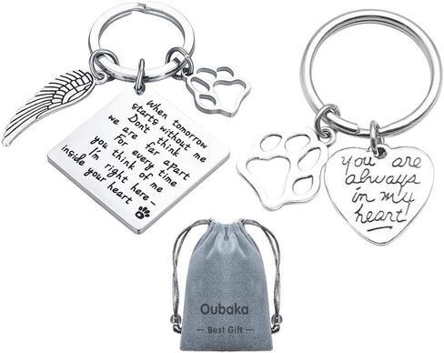 Oubaka Pet Memorial Keychain Gift - When Tomorrow Starts Without me Remembrance Keychain Pet Loss Sympathy Keychain Memorial Gift for Pet Owner Pet Lover in Saudi Arabia