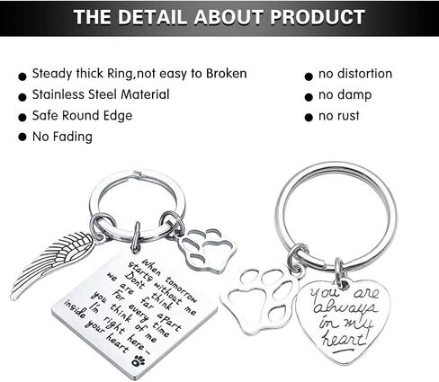 Oubaka Pet Memorial Keychain Gift - When Tomorrow Starts Without me Remembrance Keychain Pet Loss Sympathy Keychain Memorial Gift for Pet Owner Pet Lover in Saudi Arabia