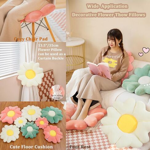 menoeceus زهرة على شكل وسادة رمي، الوسائد زهرة لطيف الوسائد الزخرفية رمي، وسادة زهرة وسادة الكلمة ساكورا وسادة القلب الوسائد الجمالية وسادة مقعد لغرفة النوم كرسي أريكة (13.5 "، الأخضر) in Kuwait