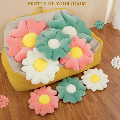 menoeceus زهرة على شكل وسادة رمي، الوسائد زهرة لطيف الوسائد الزخرفية رمي، وسادة زهرة وسادة الكلمة ساكورا وسادة القلب الوسائد الجمالية وسادة مقعد لغرفة النوم كرسي أريكة (13.5 "، الأخضر) in Kuwait