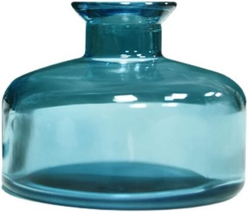QUUPY 200ml Empty Glass Diffuser Bottle Round Aromatherapy Jar Container Essential Oil Perfume Fragrance Accessories for DIY Replacement Reed Sticks Crafts Decor Blue in Saudi Arabia