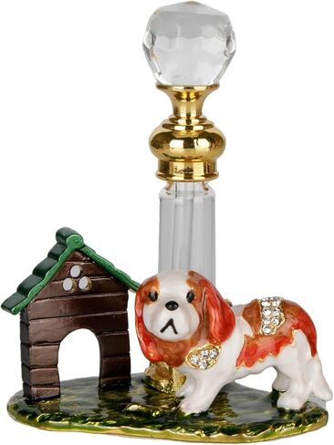 SEVENBEES 4ml Decorative Glass Perfume Bottle with Dog Figurine Collectibles - Refillable Empty Glass Bottle for Dresser Table Décor, an exceptional gift or souvenir for Traveling in Kuwait