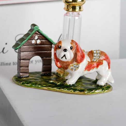 SEVENBEES 4ml Decorative Glass Perfume Bottle with Dog Figurine Collectibles - Refillable Empty Glass Bottle for Dresser Table Décor, an exceptional gift or souvenir for Traveling in Kuwait