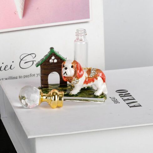 SEVENBEES 4ml Decorative Glass Perfume Bottle with Dog Figurine Collectibles - Refillable Empty Glass Bottle for Dresser Table Décor, an exceptional gift or souvenir for Traveling in Kuwait