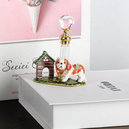 SEVENBEES 4ml Decorative Glass Perfume Bottle with Dog Figurine Collectibles - Refillable Empty Glass Bottle for Dresser Table Décor, an exceptional gift or souvenir for Traveling in Kuwait