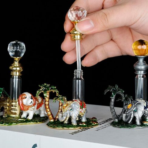 SEVENBEES 4ml Decorative Glass Perfume Bottle with Dog Figurine Collectibles - Refillable Empty Glass Bottle for Dresser Table Décor, an exceptional gift or souvenir for Traveling in Kuwait