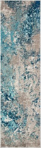 سجادة SAFAVIEH Madison Collection - 2'2" x 14'، أزرق ورمادي، تصميم تجريدي بوهو حديث، لا يتساقط ويسهل العناية به، مثالي للمناطق ذات الحركة المرورية العالية في غرفة المعيشة وغرفة النوم (MAD440M) in Saudi Arabia