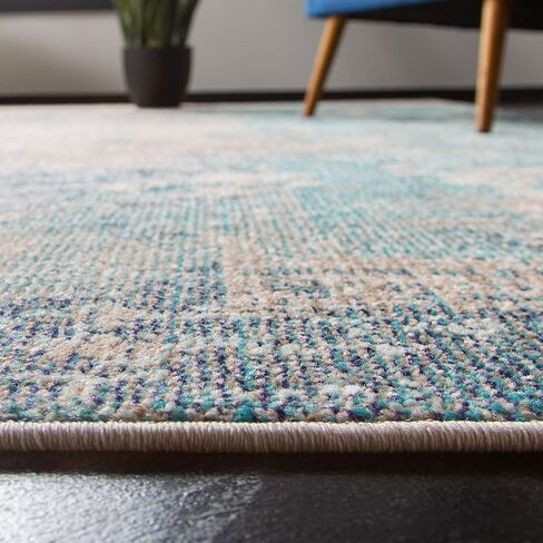 سجادة SAFAVIEH Madison Collection - 2'2" x 14'، أزرق ورمادي، تصميم تجريدي بوهو حديث، لا يتساقط ويسهل العناية به، مثالي للمناطق ذات الحركة المرورية العالية في غرفة المعيشة وغرفة النوم (MAD440M) in Saudi Arabia