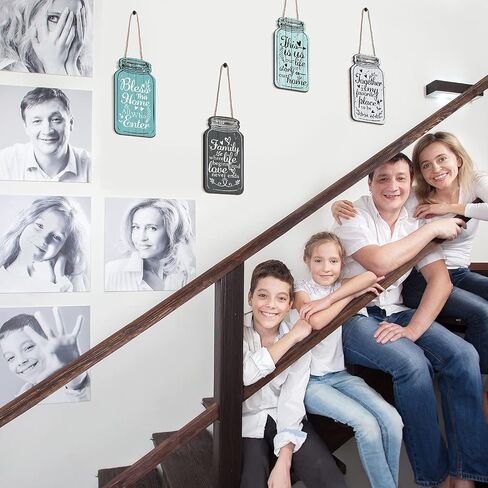 Jetec 4 Pieces Mason Jar Wall Hanging Plaque Bless This Home Sign This is us Together Family Home Rustic Farmhouse Hanging Decor Sign for Home Living Room Coffee Bar Kitchen Office Housewarming in Saudi Arabia