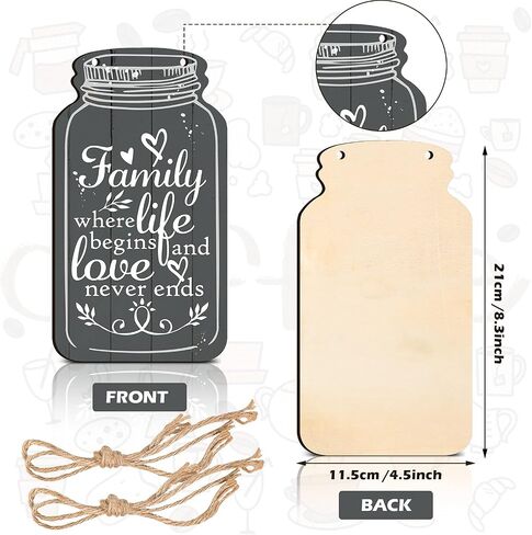 Jetec 4 Pieces Mason Jar Wall Hanging Plaque Bless This Home Sign This is us Together Family Home Rustic Farmhouse Hanging Decor Sign for Home Living Room Coffee Bar Kitchen Office Housewarming in Saudi Arabia