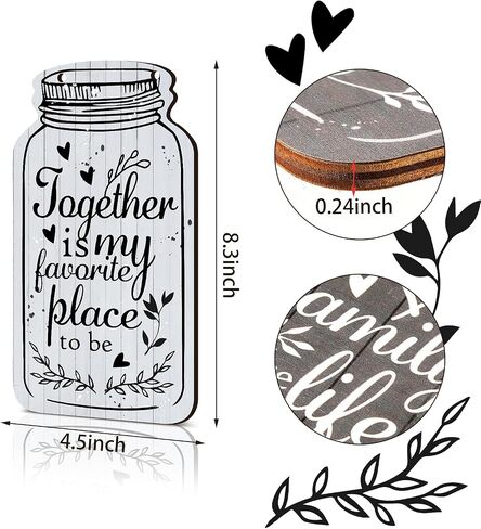 Jetec 4 Pieces Mason Jar Wall Hanging Plaque Bless This Home Sign This is us Together Family Home Rustic Farmhouse Hanging Decor Sign for Home Living Room Coffee Bar Kitchen Office Housewarming in Saudi Arabia