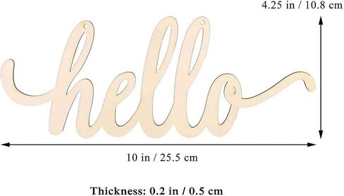 2pcs Hello Wood Signs Cutouts Wooden Letter Signs DIY Block Words Decorative Signs for Wreath Home Door Wall Art Decorations, 10x4.25 in in Saudi Arabia