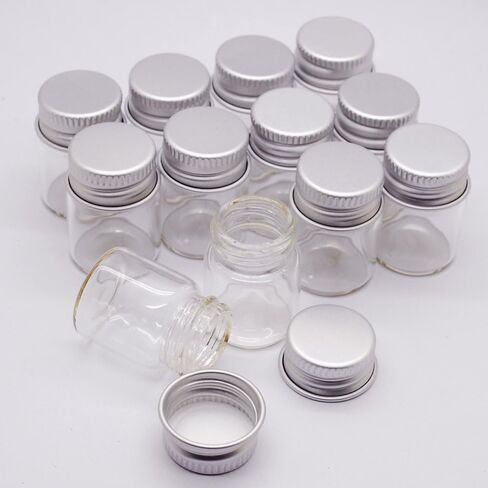 Dowonsol 12pcs 5ml Vials Clear Glass Bottles Glass Bottle with Aluminum Screw Top Strong Cute Empty Sample Jars for Message Bottle, Samples, Scrap-Booking,Wedding Favors, Wedding Decorations in Saudi Arabia