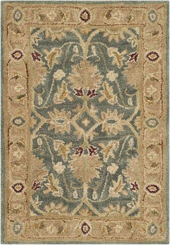 SAFAVIEH Antiquity Collection 2'3" x 6' Teal Blue / Taupe AT849B Handmade Traditional Oriental Premium Wool Runner Rug in Saudi Arabia