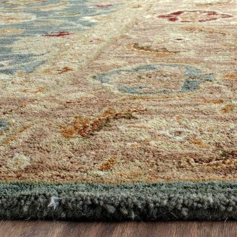 SAFAVIEH Antiquity Collection 2'3" x 6' Teal Blue / Taupe AT849B Handmade Traditional Oriental Premium Wool Runner Rug in Saudi Arabia