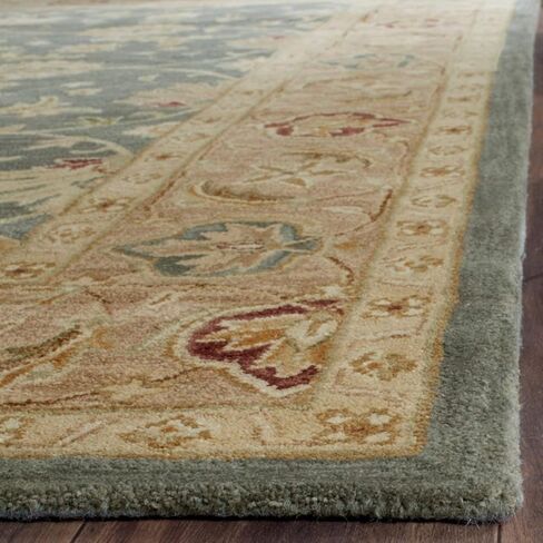 SAFAVIEH Antiquity Collection 2'3" x 6' Teal Blue / Taupe AT849B Handmade Traditional Oriental Premium Wool Runner Rug in Saudi Arabia