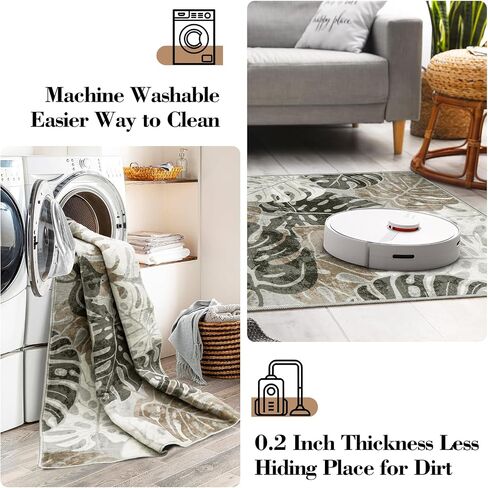 Wonnitar Leaf 2x3 Kitchen Rug,Small Bathroom Blue Rug,Washable Bedside Accent Mat,Monstera Plant Coastal Non-Shedding Soft Entryway Floor Carpet for Laundry Room Entrance Bath in Saudi Arabia