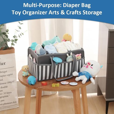 منظم حفاضات الأطفال من كلير وورلد - منظم حفاضات لتغيير الطاولة والسيارة، صندوق تخزين محمول لغرف الأطفال رائع لتخزين الحفاضات والزجاجات وألعاب الأطفال in Kuwait