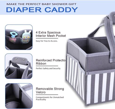 منظم حفاضات الأطفال من كلير وورلد - منظم حفاضات لتغيير الطاولة والسيارة، صندوق تخزين محمول لغرف الأطفال رائع لتخزين الحفاضات والزجاجات وألعاب الأطفال in Kuwait