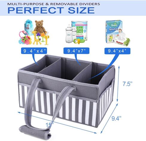 منظم حفاضات الأطفال من كلير وورلد - منظم حفاضات لتغيير الطاولة والسيارة، صندوق تخزين محمول لغرف الأطفال رائع لتخزين الحفاضات والزجاجات وألعاب الأطفال in Kuwait