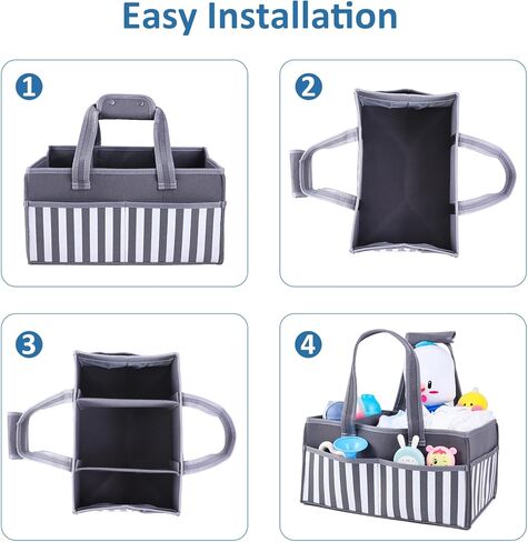 منظم حفاضات الأطفال من كلير وورلد - منظم حفاضات لتغيير الطاولة والسيارة، صندوق تخزين محمول لغرف الأطفال رائع لتخزين الحفاضات والزجاجات وألعاب الأطفال in Kuwait