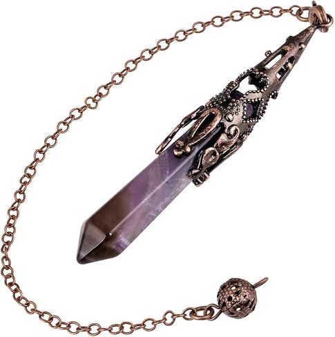 Nupuyai Healing Crystal Pendulum for Dowsing Divination Reiki, Vintage Carved Stone Hexagonal Point Pendant with Chain in Saudi Arabia