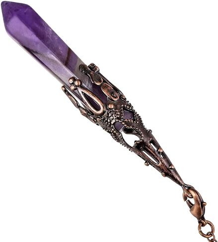 Nupuyai Healing Crystal Pendulum for Dowsing Divination Reiki, Vintage Carved Stone Hexagonal Point Pendant with Chain in Saudi Arabia