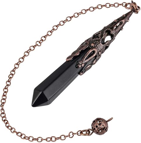 Nupuyai Healing Crystal Pendulum for Dowsing Divination Reiki, Vintage Carved Stone Hexagonal Point Pendant with Chain in Saudi Arabia