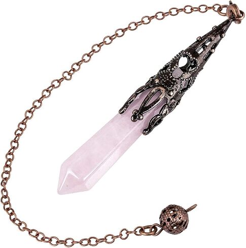 Nupuyai Healing Crystal Pendulum for Dowsing Divination Reiki, Vintage Carved Stone Hexagonal Point Pendant with Chain in Saudi Arabia