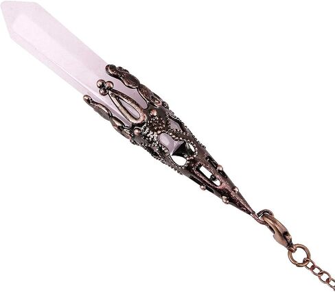 Nupuyai Healing Crystal Pendulum for Dowsing Divination Reiki, Vintage Carved Stone Hexagonal Point Pendant with Chain in Saudi Arabia