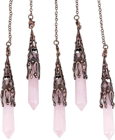 Nupuyai Healing Crystal Pendulum for Dowsing Divination Reiki, Vintage Carved Stone Hexagonal Point Pendant with Chain in Saudi Arabia