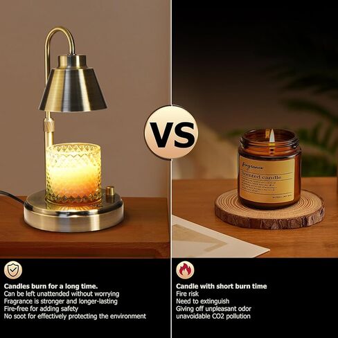 مصباح تدفئة الشموع من دورافو مع مؤقت، سخان مصباح شمعة خافت مع ارتفاع قابل للتعديل مناسب للشموع الكبيرة مع لمبات 2 * 50 وات، هدايا رائعة لتدفئة المنزل لديكور المنزل (الشمعة غير متضمنة) in Kuwait