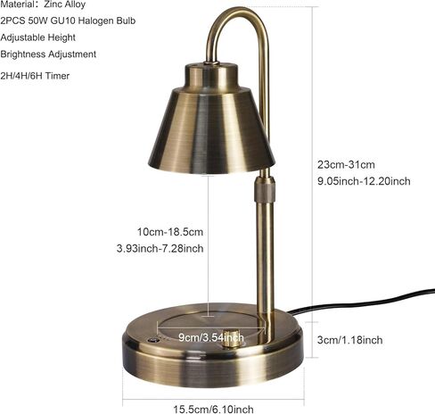 مصباح تدفئة الشموع من دورافو مع مؤقت، سخان مصباح شمعة خافت مع ارتفاع قابل للتعديل مناسب للشموع الكبيرة مع لمبات 2 * 50 وات، هدايا رائعة لتدفئة المنزل لديكور المنزل (الشمعة غير متضمنة) in Kuwait